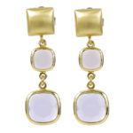 Orecchini Aquacaramelle con due paste vitree rosa taglio antico -0