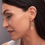 Orecchini Caramelle Reverse a scattino con paste vitree grigio perla taglio antico e reverse pavè -4486