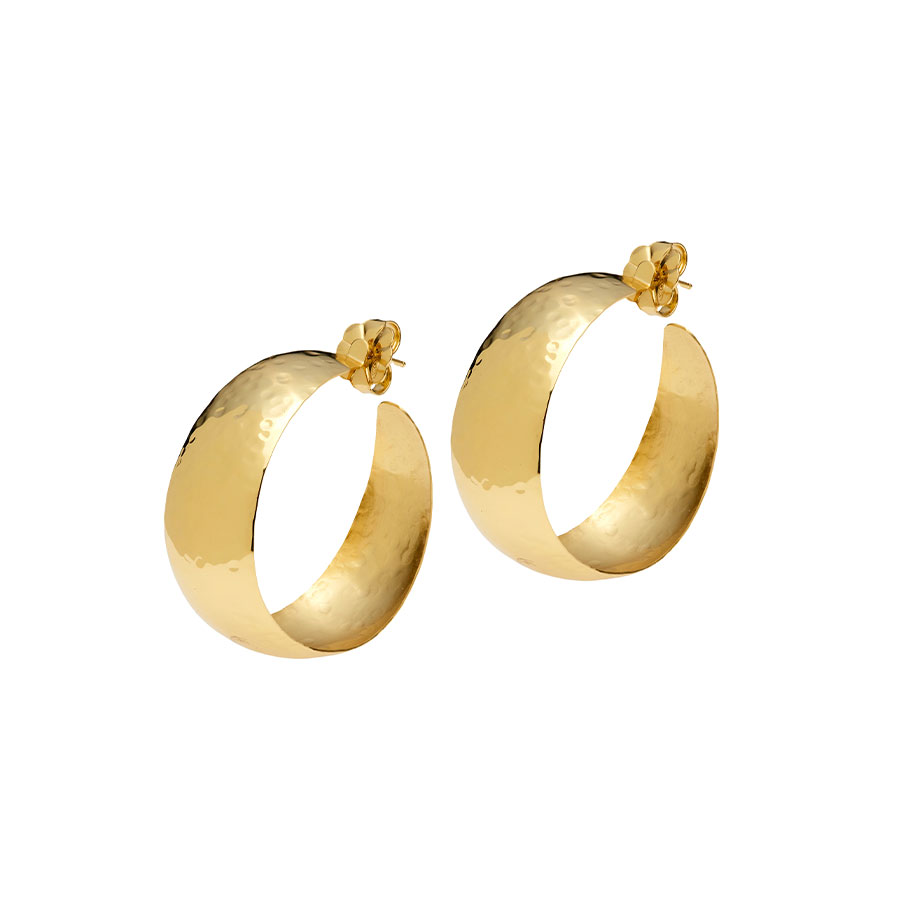 Orecchini a cerchio Nuova Retrò con effetto martellato diam. cm.4-0