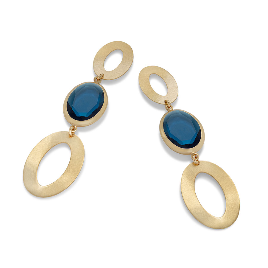 Orecchini pendenti Caramelle Vintage con pasta vitrea Blu-0