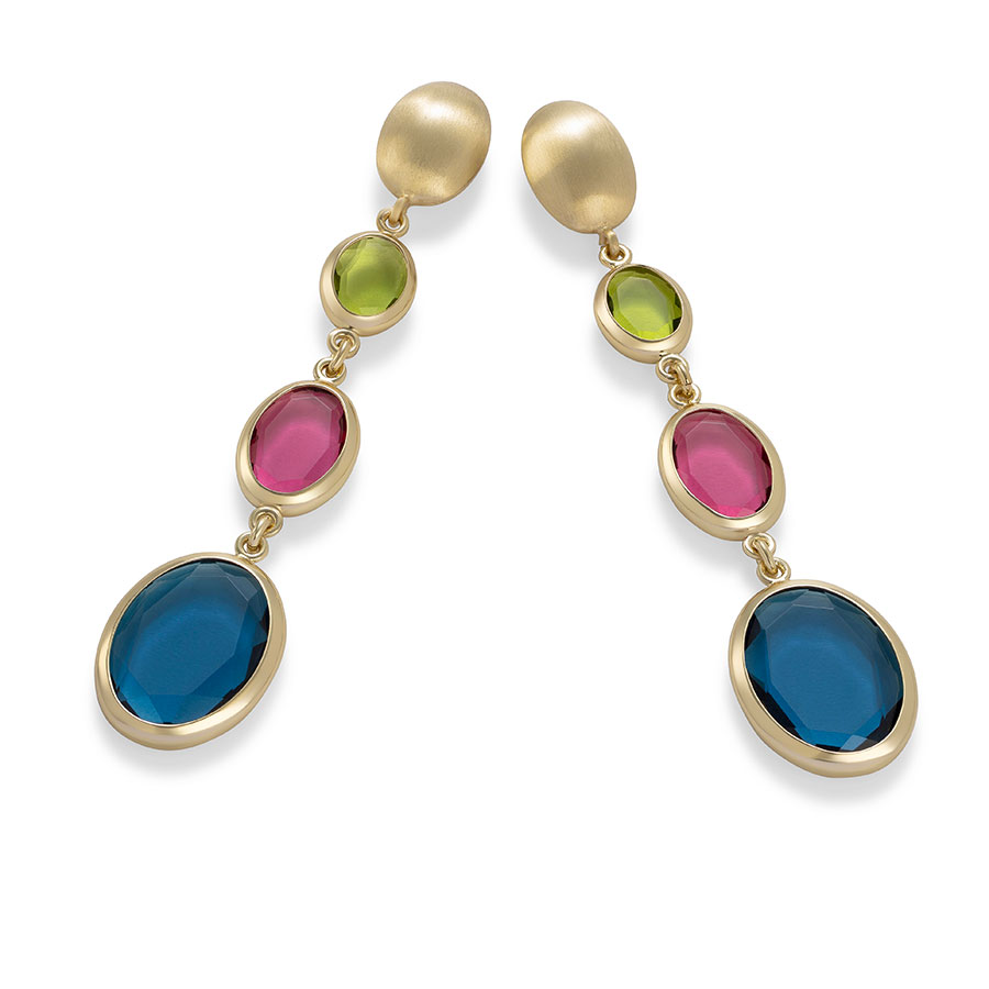 Orecchini pendenti Caramelle Ovali con tre diverse paste vitree-0