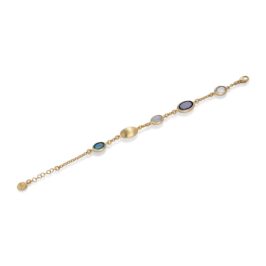 Bracciale Caramelle Ovali con paste vitree nelle nuances del blu-0