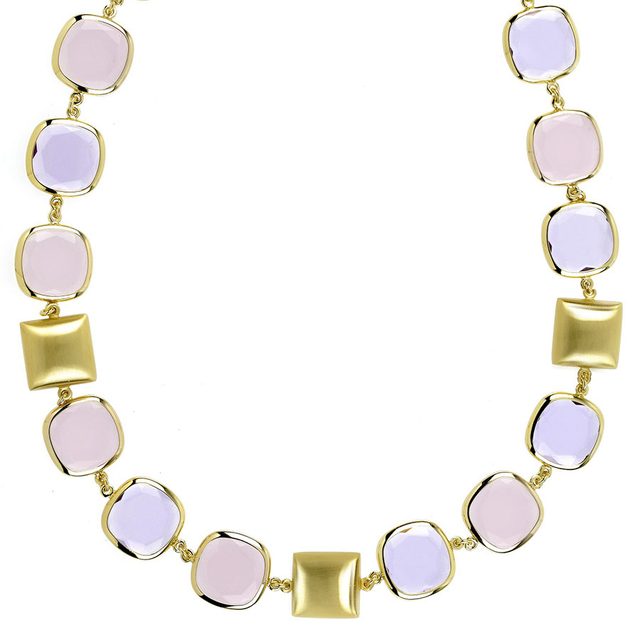 Collana gioiello Aquacaramelle con paste vitree grandi rosa taglio antico-4332