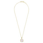 Girocollo Aquacaramelle con cubic zirconia bianchi e pasta vitrea grande rosa milky taglio antico-0