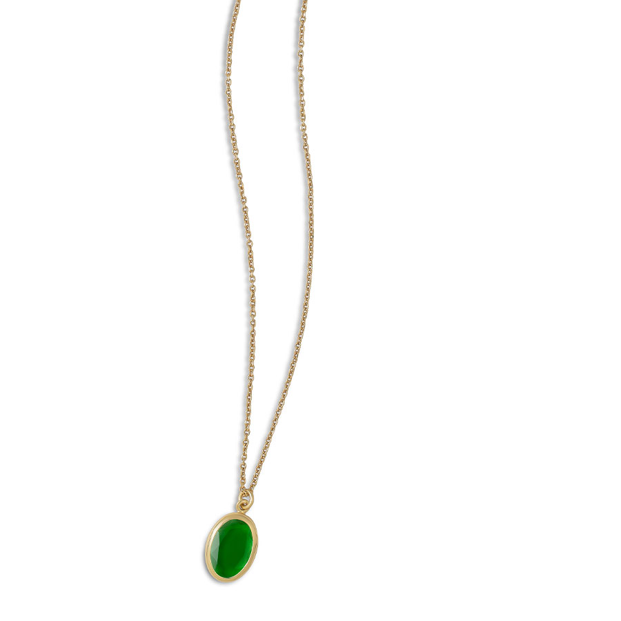 Collana Caramelle Ovali con pendente piccolo Verde bottiglia-0